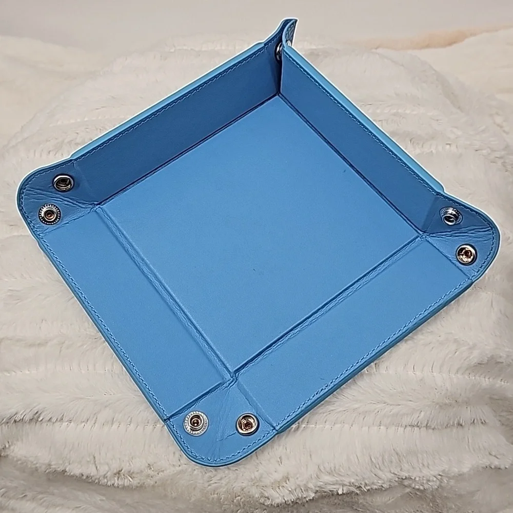 Faux Leather Jewelry Tray‎ Powder Blue Reptile Textured Foldable Organizer
